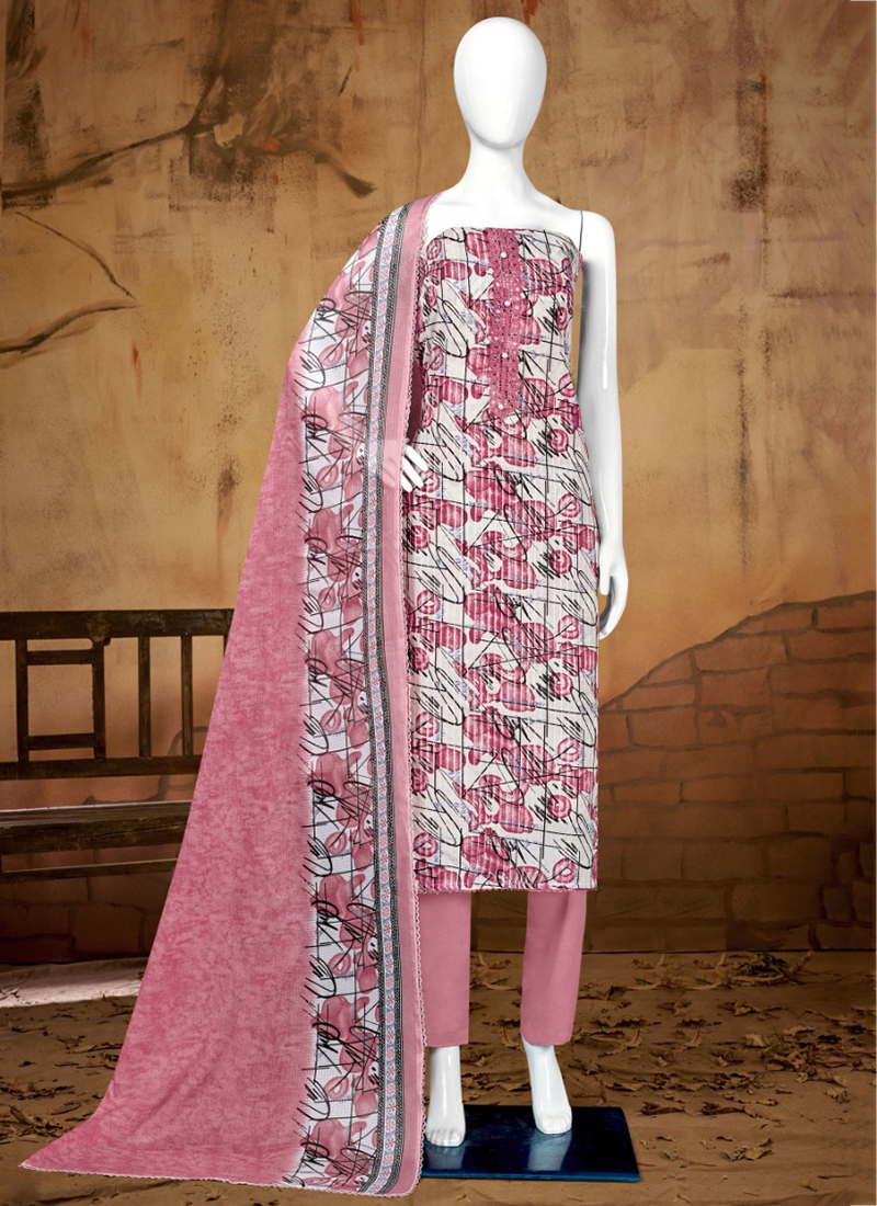 Unstitched Cotton Salwar Suit Material Embroidered, Solid Price in India,  Full Specifications & Offers | DTashion.com