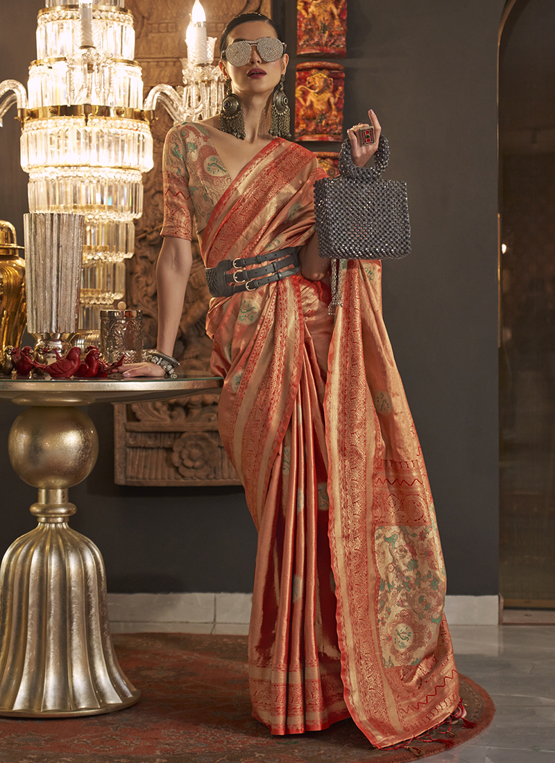 Kalyan Silks Ethnic Motif Woven Design Zari Silk Cotton Saree - Absolutely  Desi