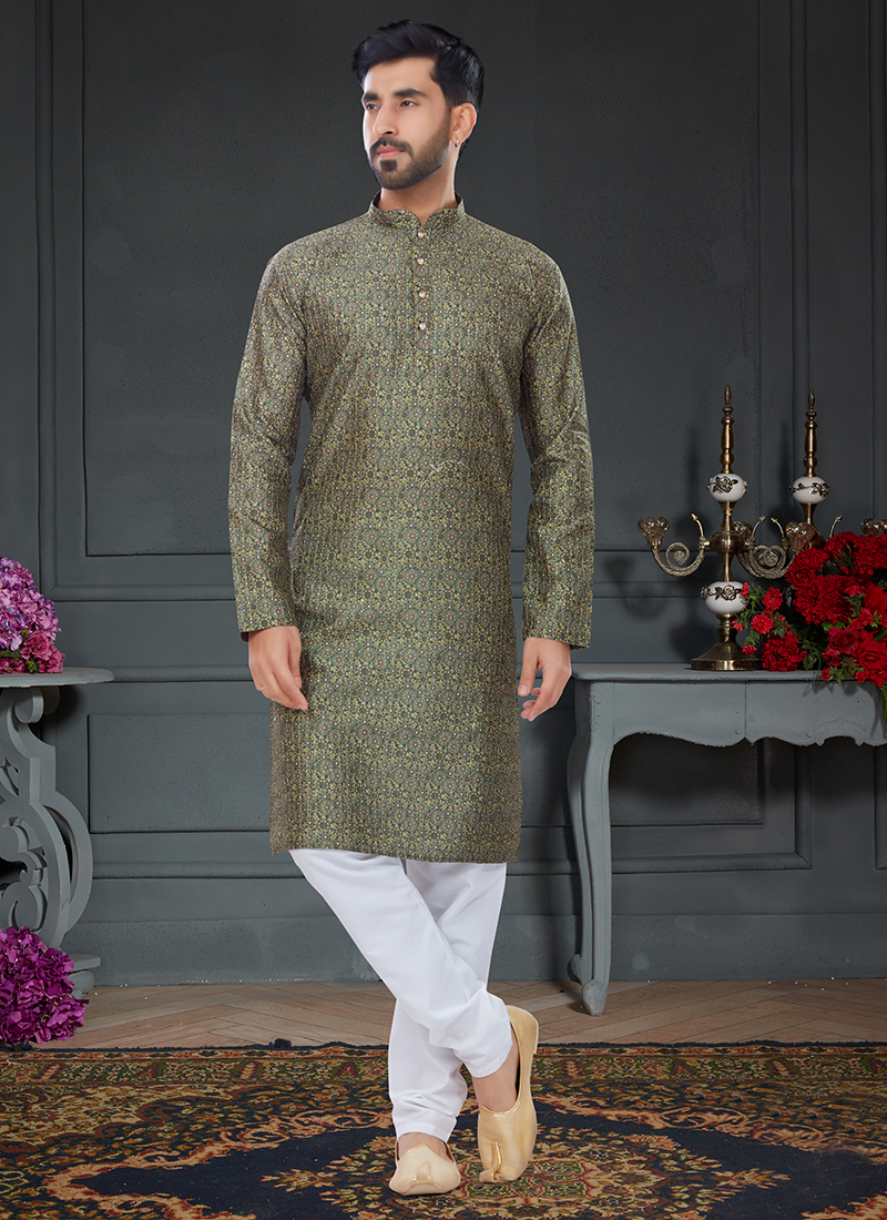 Mehendi green straight kurta and pants with dupatta set- set of three by  Itraake | The Secret Label