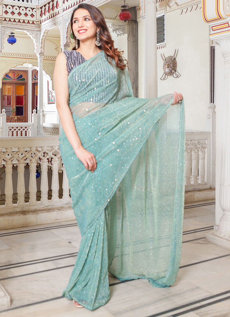 Soft Brasso Silk Blue Saree Online Shopping India | Fancy Design – Sunasa