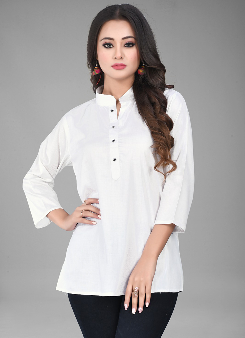 Small Ladies White Cotton Kurti, Plain at Rs 499/piece in Umargam | ID:  25476649197