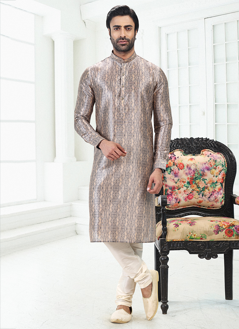 Banarasi Silk Kurta pajama in Sage main image 1