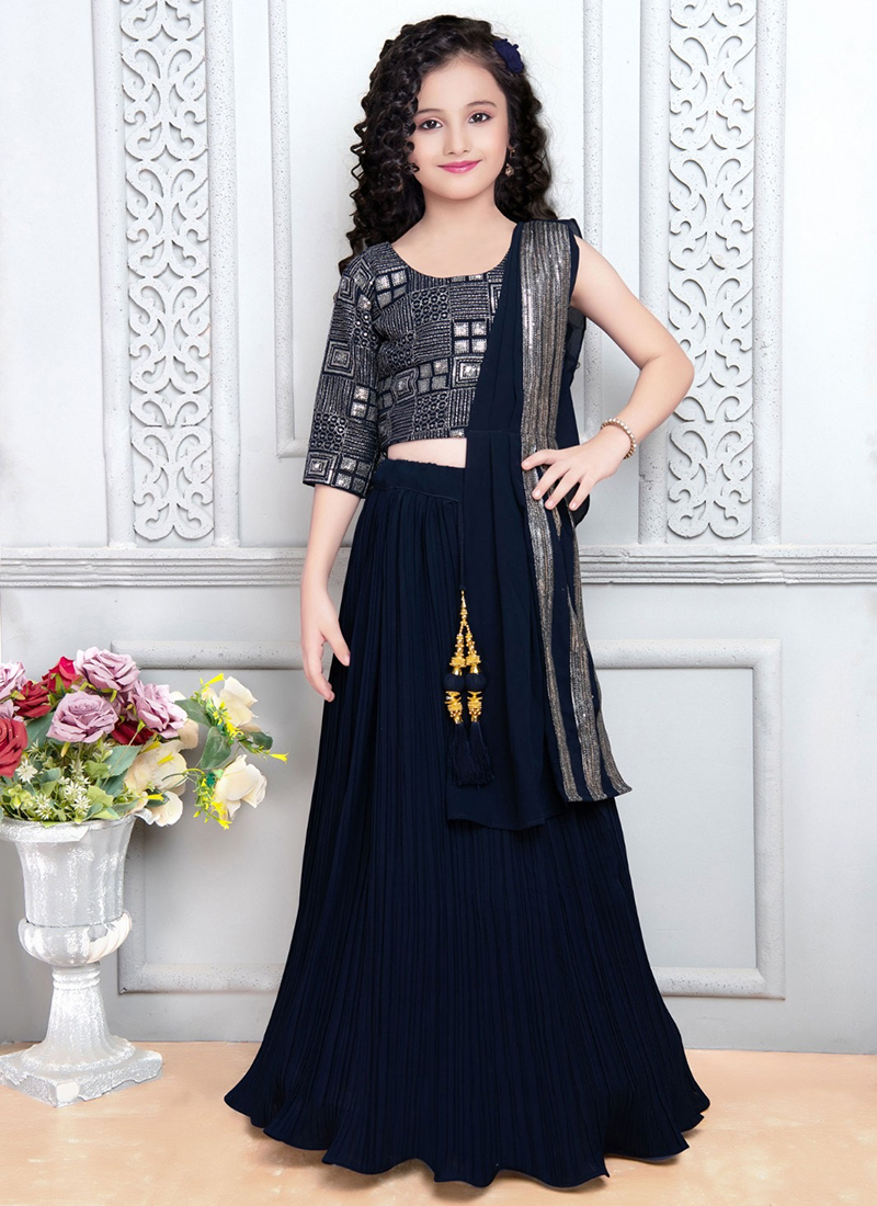 Ethnic Wine Colored Designer Kids Lehenga Choli