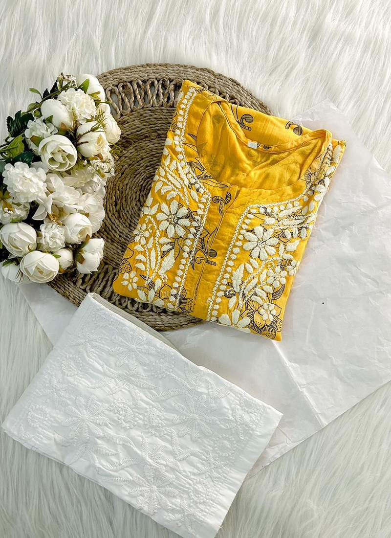 Lakhnowi 2 pcs yellow and white