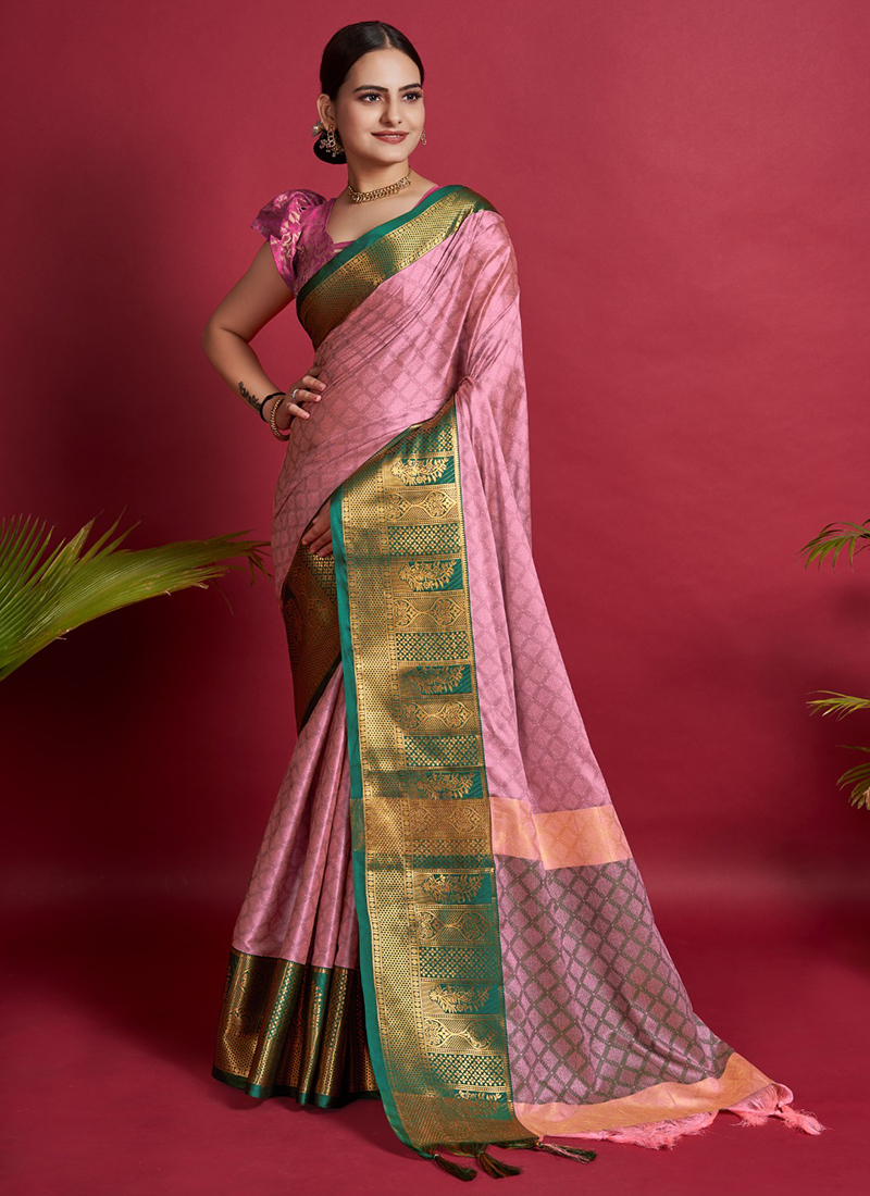 Buy Meghdoot Onion Colour Spun Silk Saree at Amazon.in