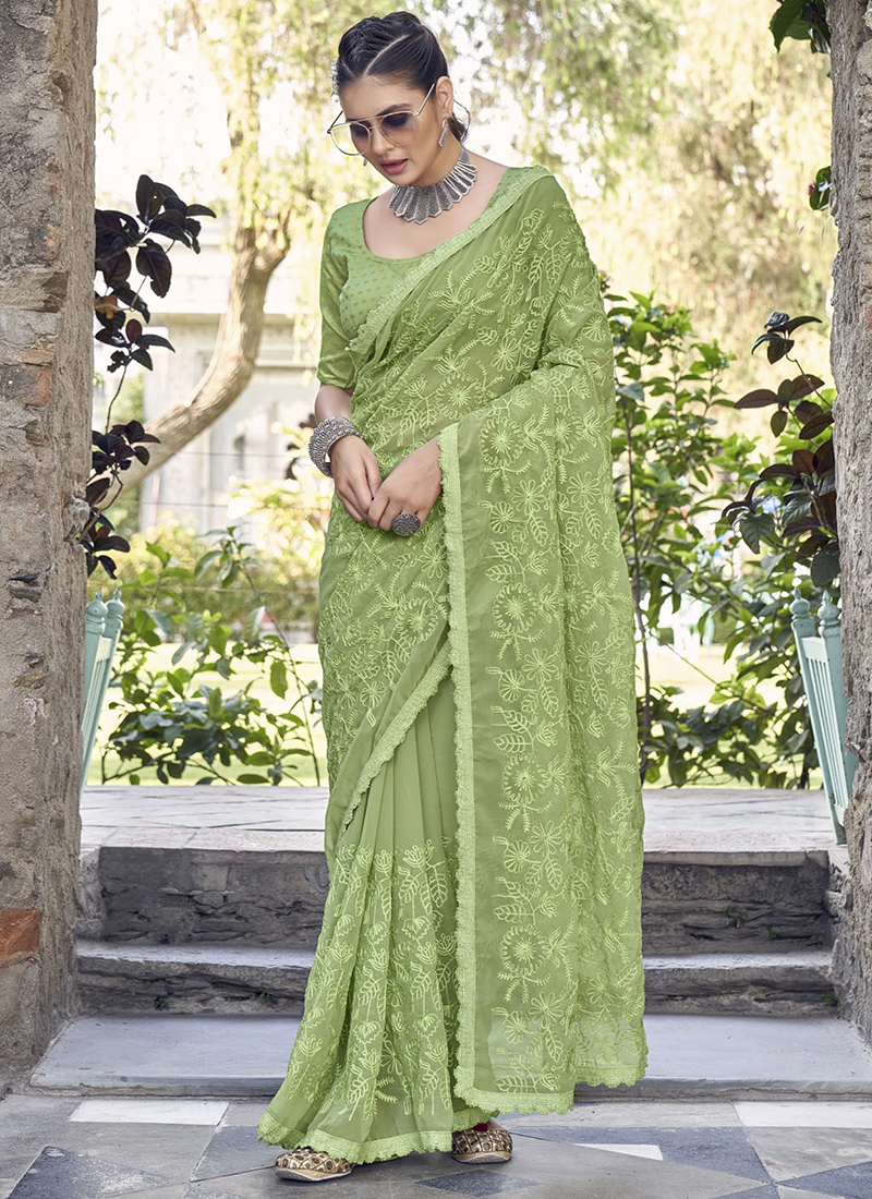 Green party outlet saree