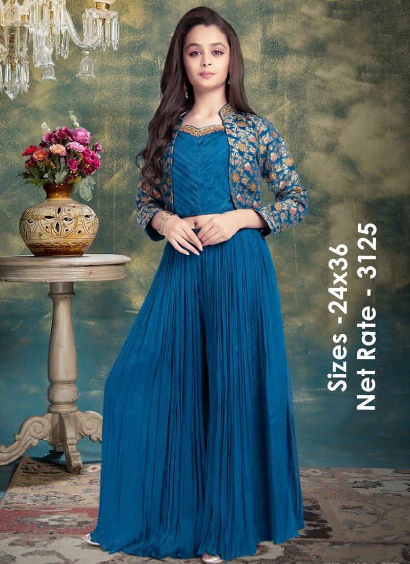 Peacock Blue Lehenga With Embroidered Crop Top And Dupatta  Fabilicious  Fashion
