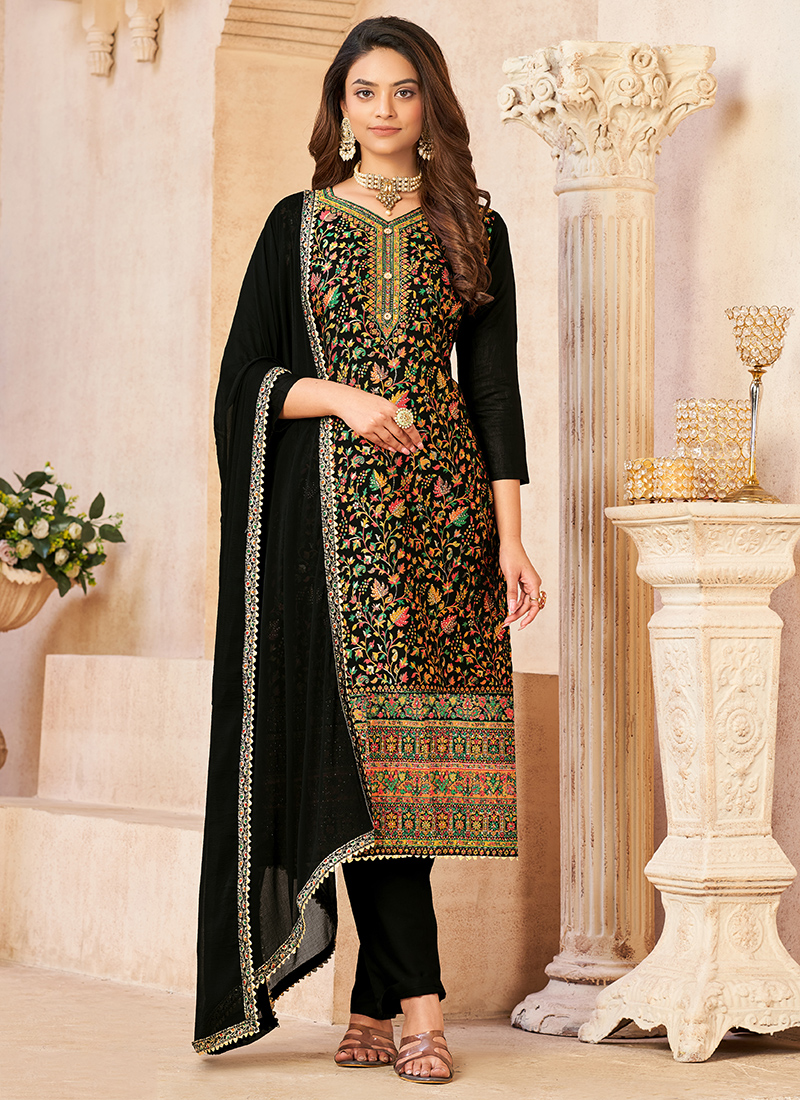Straight Rayon Black Salwar Suit Set, Semi Stitched at Rs 550 in Jaipur