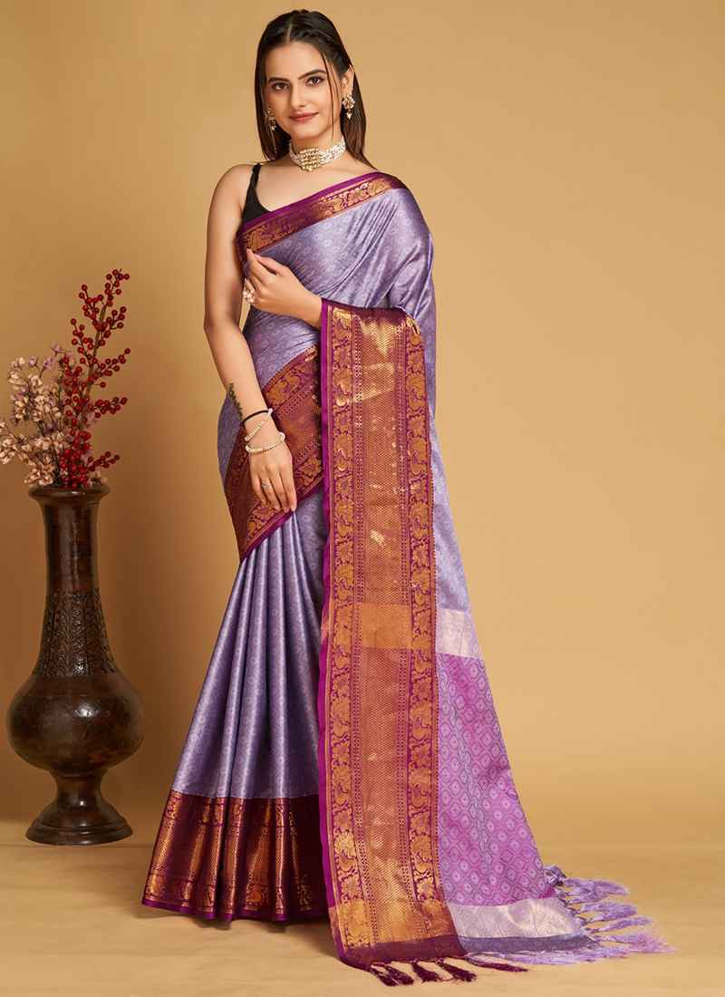 Buy Purple Weaving Soft Silk Saree Online