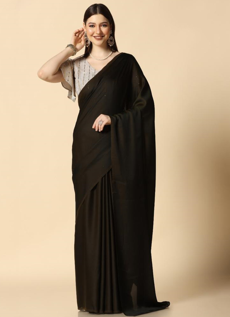 Plain black deals party wear saree