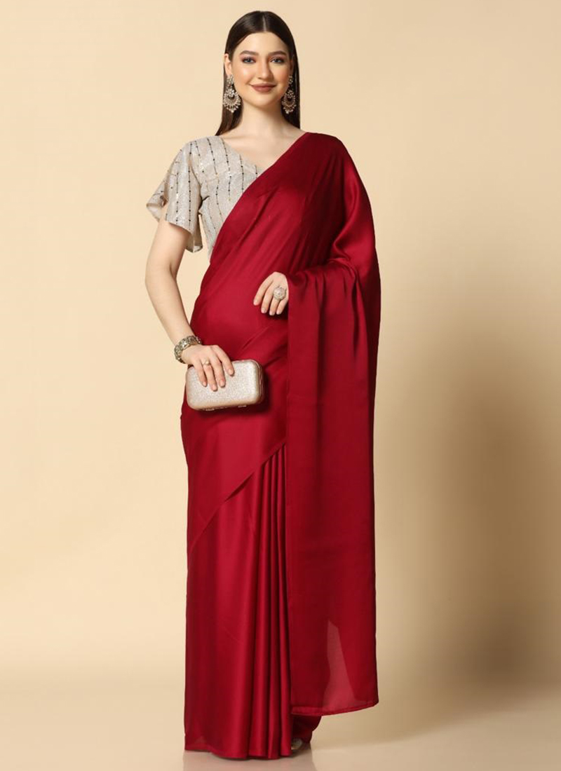 Silk Red Saree - Buy Silk Red Saree online in India