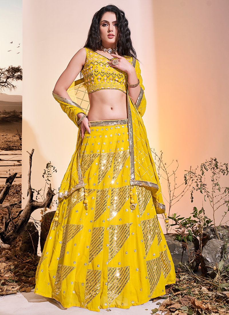 Buy Coral Lehenga Choli With 3D Resham Flowers And Sequins Embroidered  Summer Blossoms KALKI Fashion India