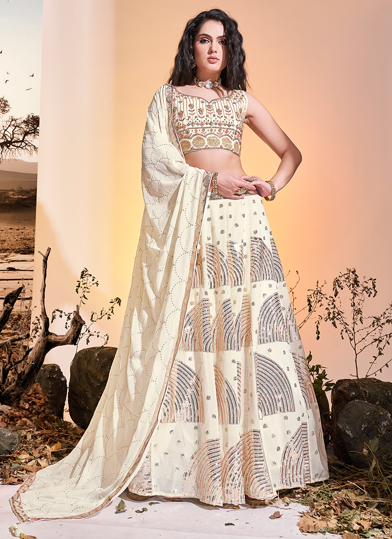 Buy White Main Material: Georgette;lining: Semi Embroidered Lehenga Set For  Women by Astha Narang Online at Aza F… | Designer bridal lehenga choli,  Lehenga, Fashion