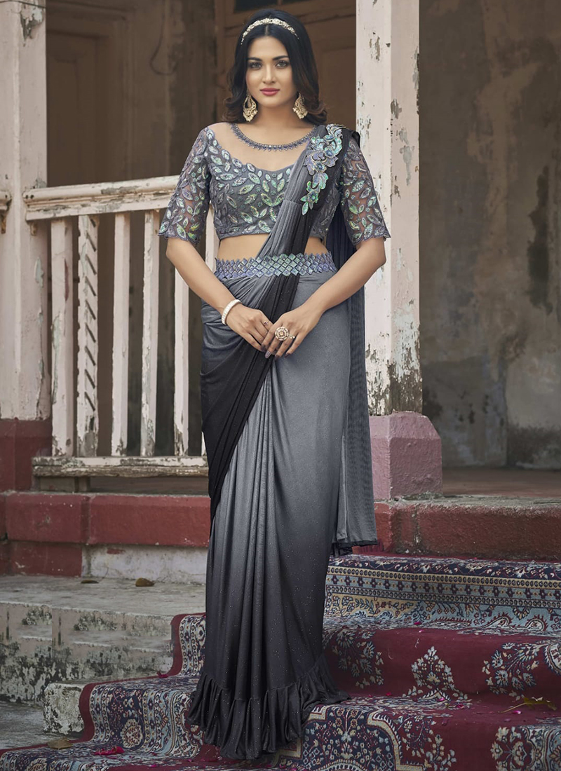 Thread Embroidered Chanderi Tissue Saree with Bandhani Applique Blouse –  Naina Jain