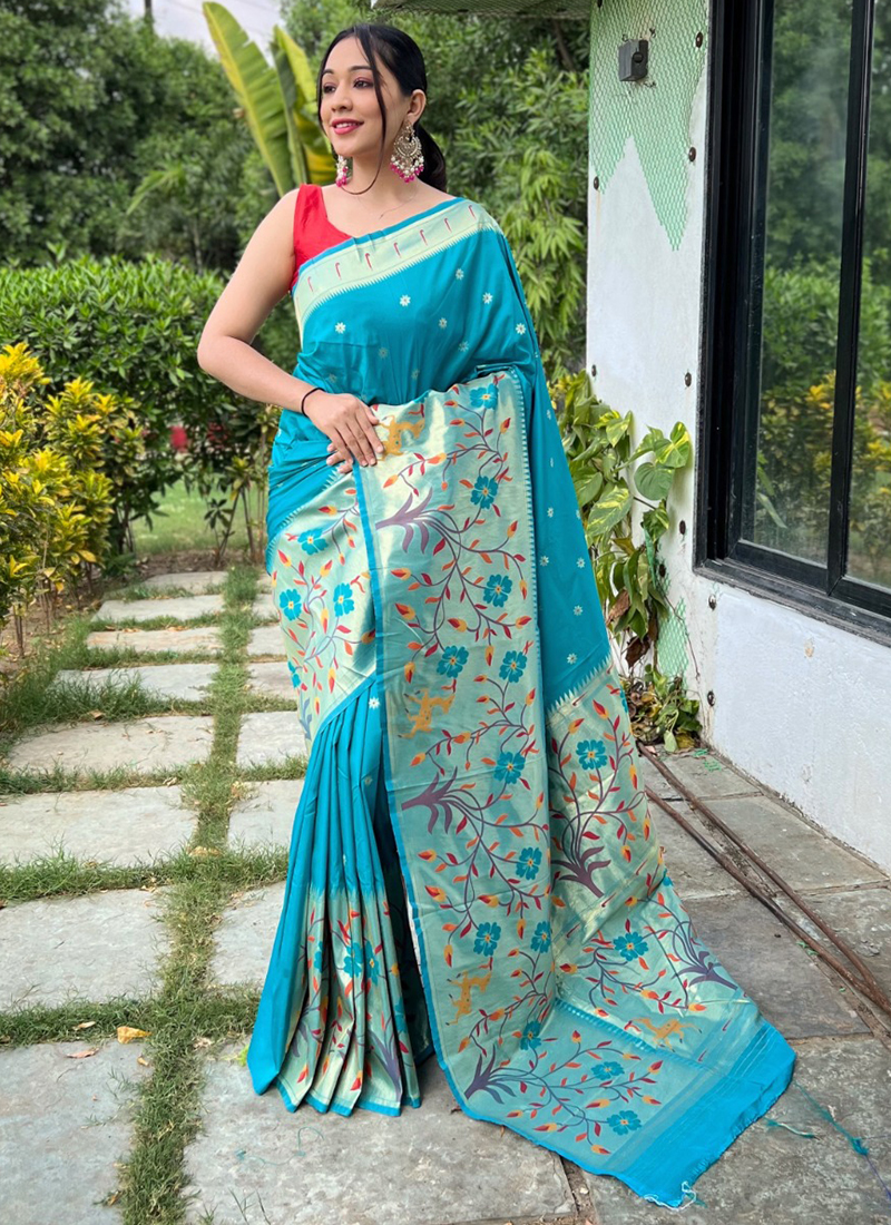 Off White Latest Designer Paithani Silk Saree with Desiger Embroidered –  SHE IN SAREES