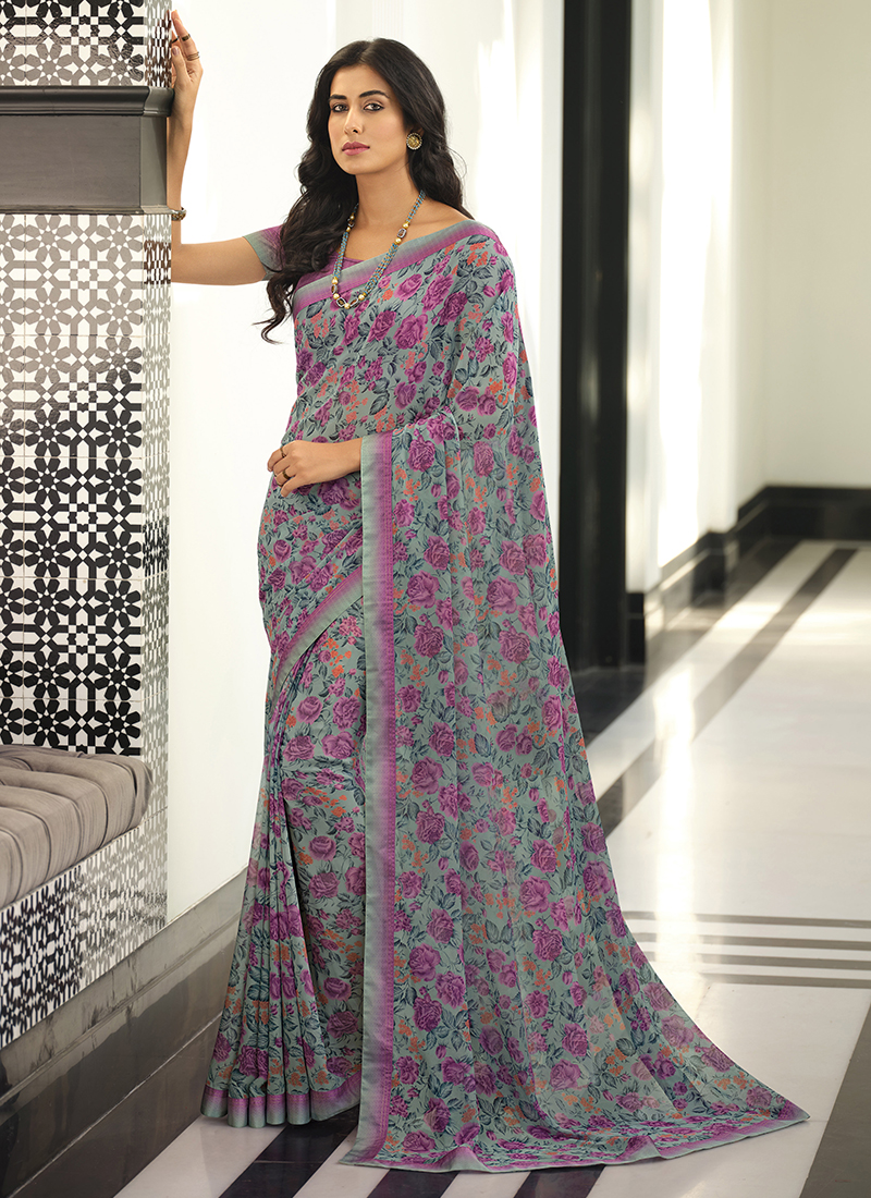 Vishal Prints Multi Digital Print Georgette Patterned Saree