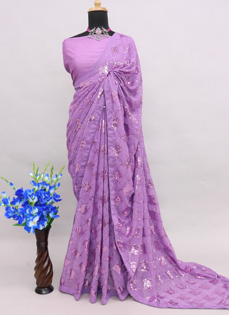 Buy Purple Printed Botanical Saree For Women by Dohr India Online at Aza  Fashions.