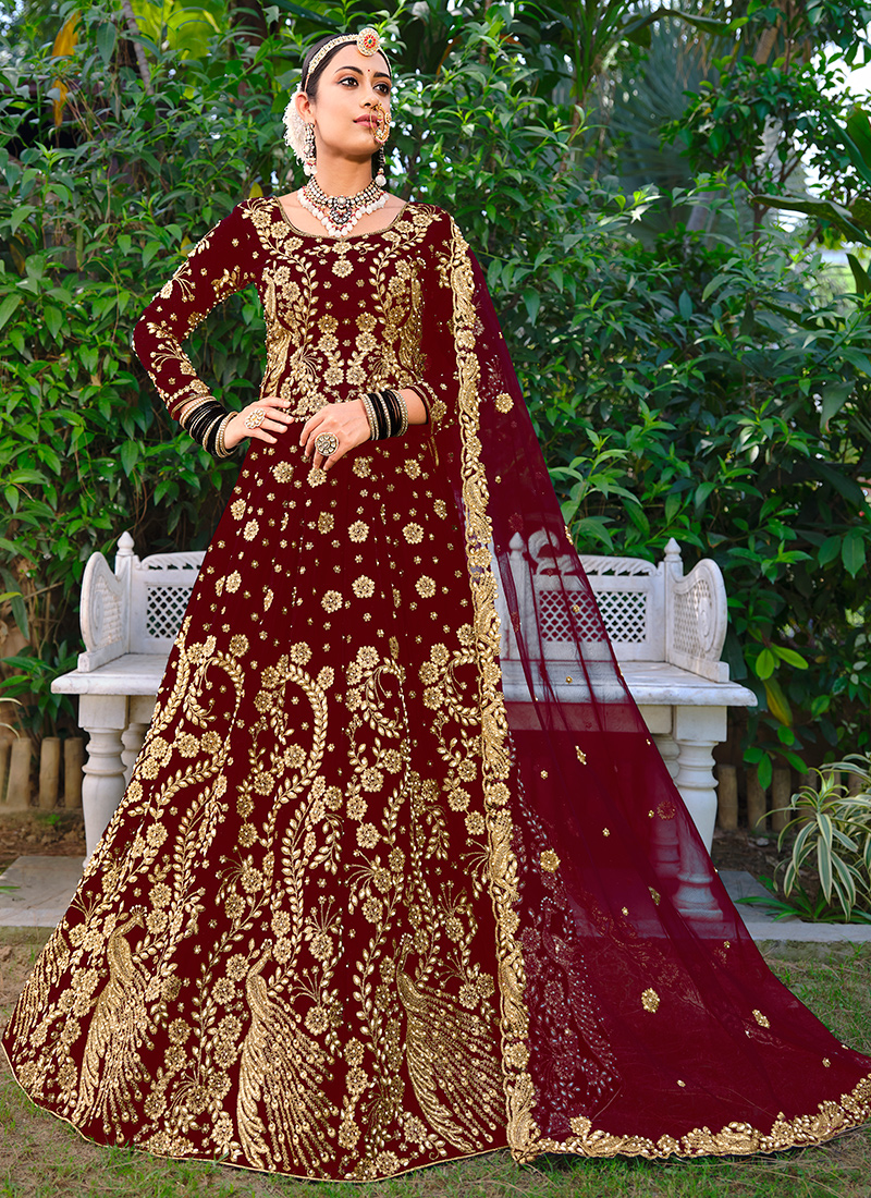 Buy Green Thread Work Net Bridal Wear Lehenga Choli Online At Zeel Clothing