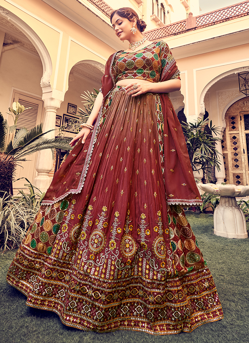 Delightful Maroon Colored Designer Tapeta Silk With Embroidered Work Lehenga  Choli-VT1159DVD9047M - RJ Fashion