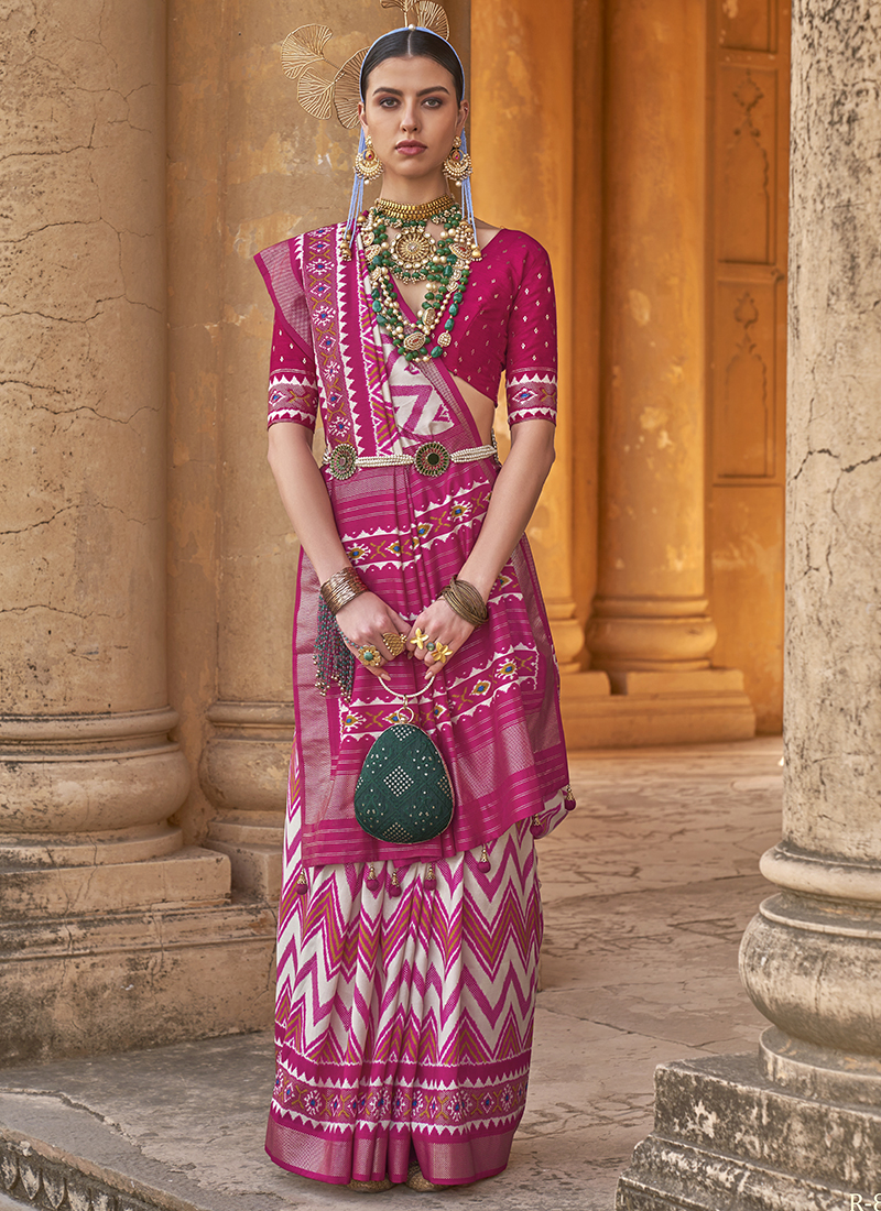 Dark Pink Saree in Pure Cotton Copper - Clothsvilla