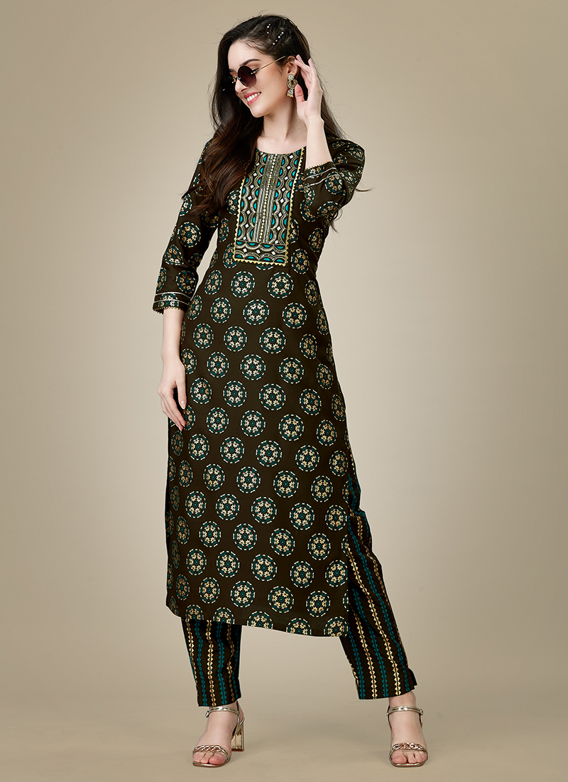 Buy Black &Maroon Kurta Suit Sets for Women by Jaipur Kurti Online |  Ajio.com