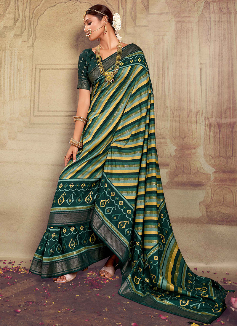 Green Premium Dola Silk Saree main image 1