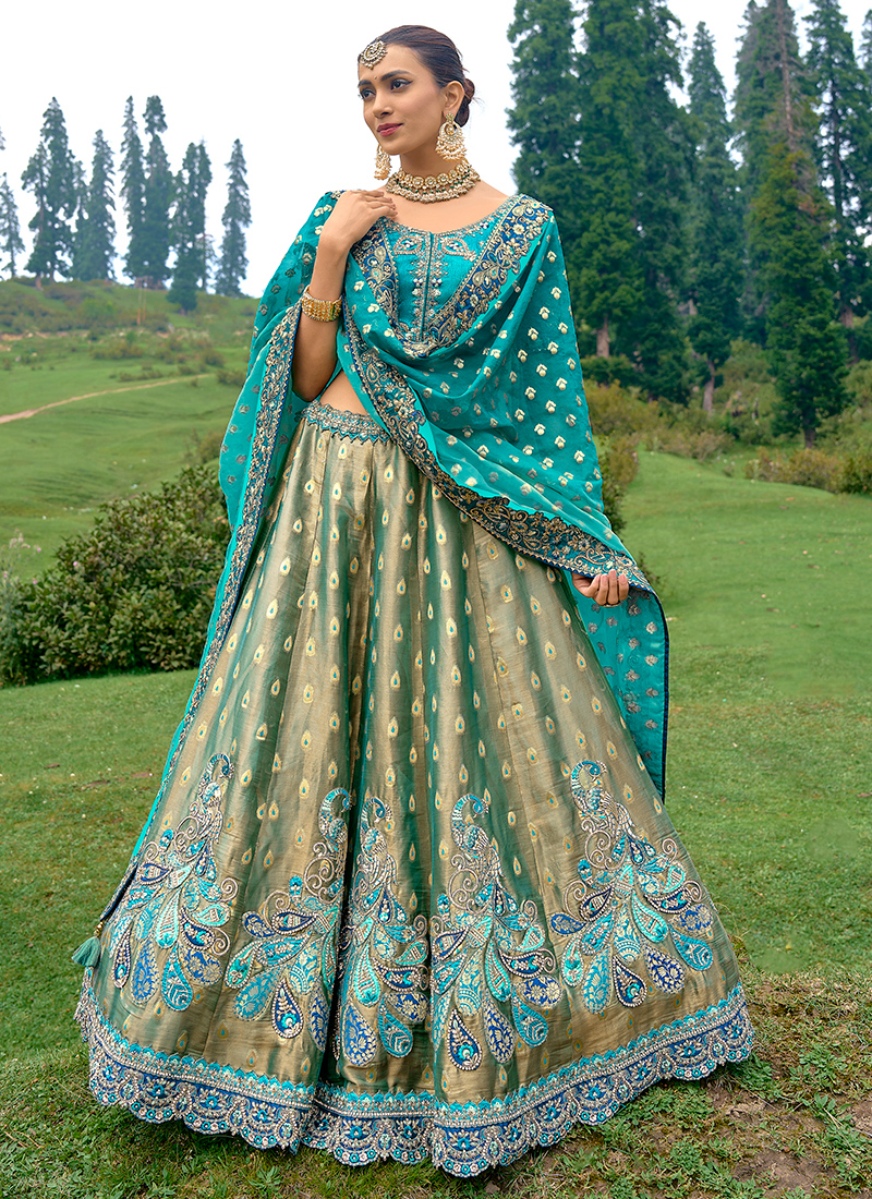 Firozi lehenga cheap choli