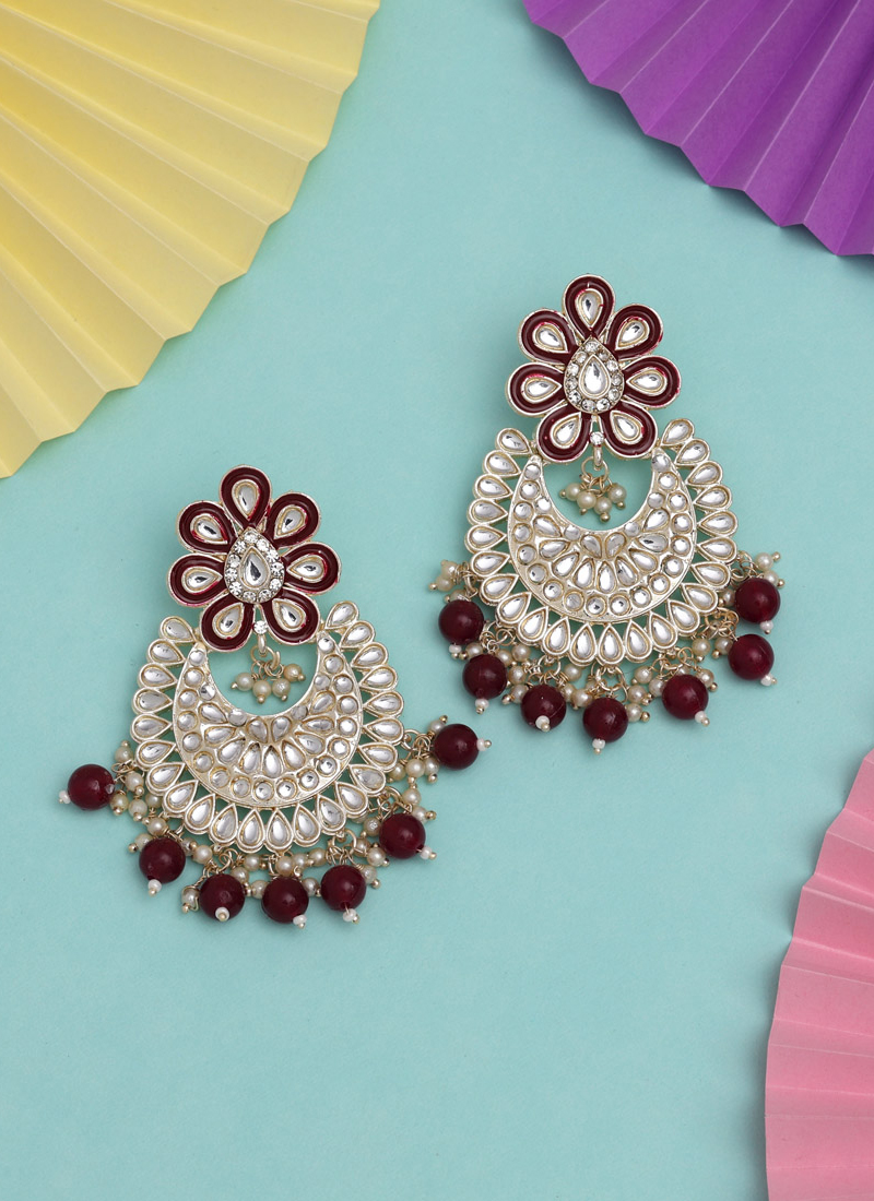 Bollywood Inspired Meenakari Earrings - Purple | FashionCrab.com