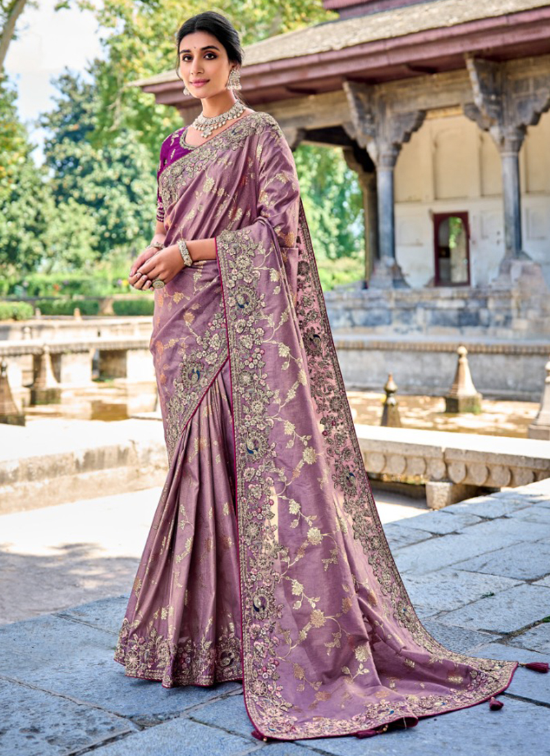 Purple colour clearance saree for wedding