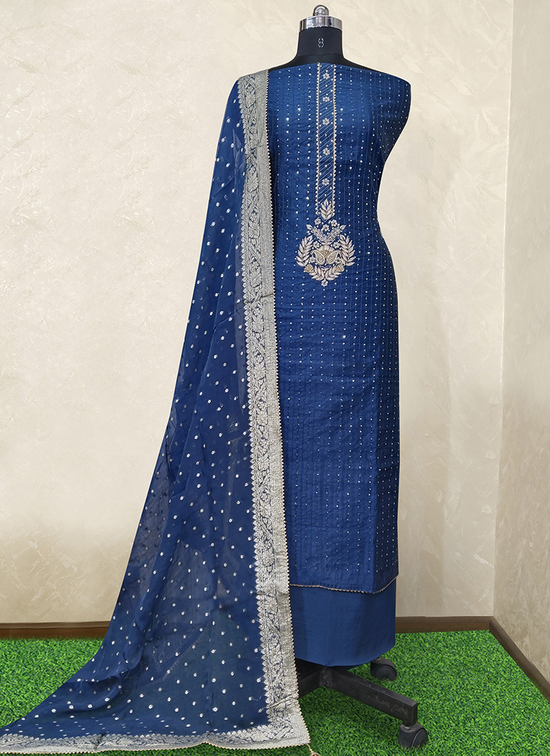 Buy Pink Cut Dana Work Crepe Punjabi Dress Material Online