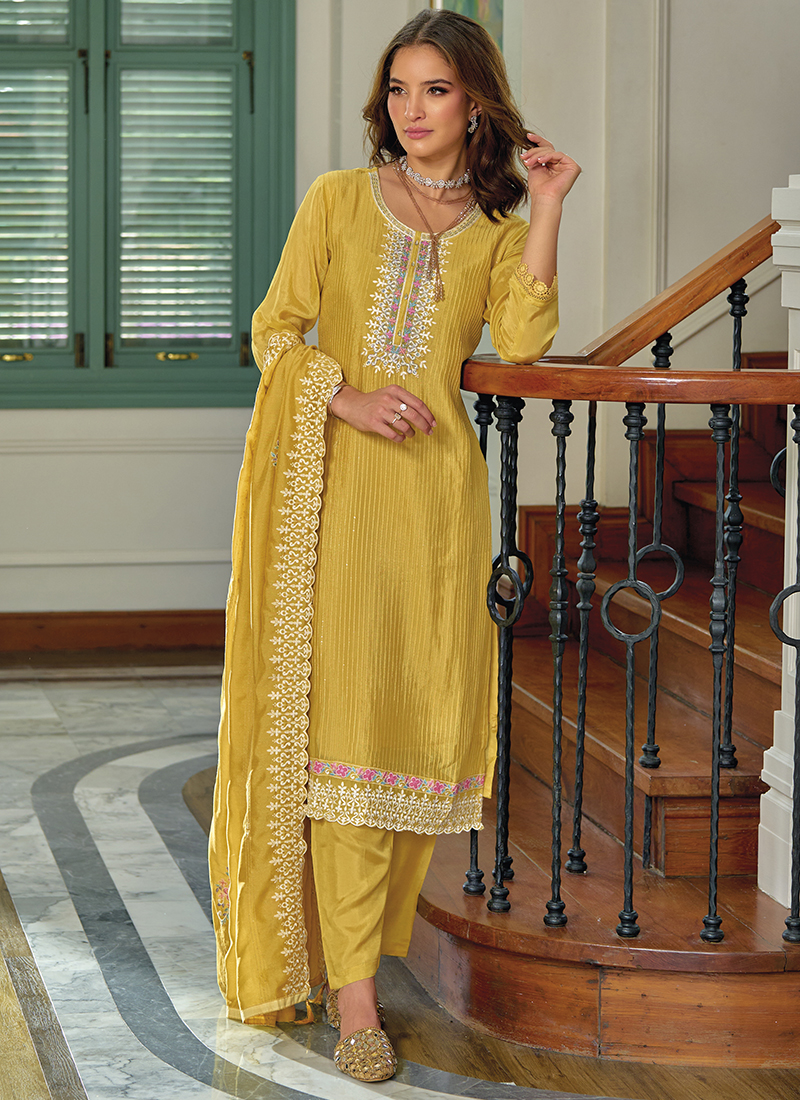 Yellow Gota Embroidered Readymade Salwar Suit 3979SL10