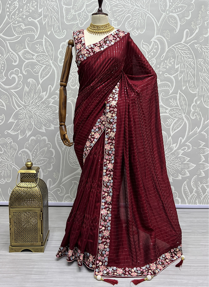 Velvet Saree New Design 2021 Party Wear Saree Online Shopping 10 -  SareesWala.com