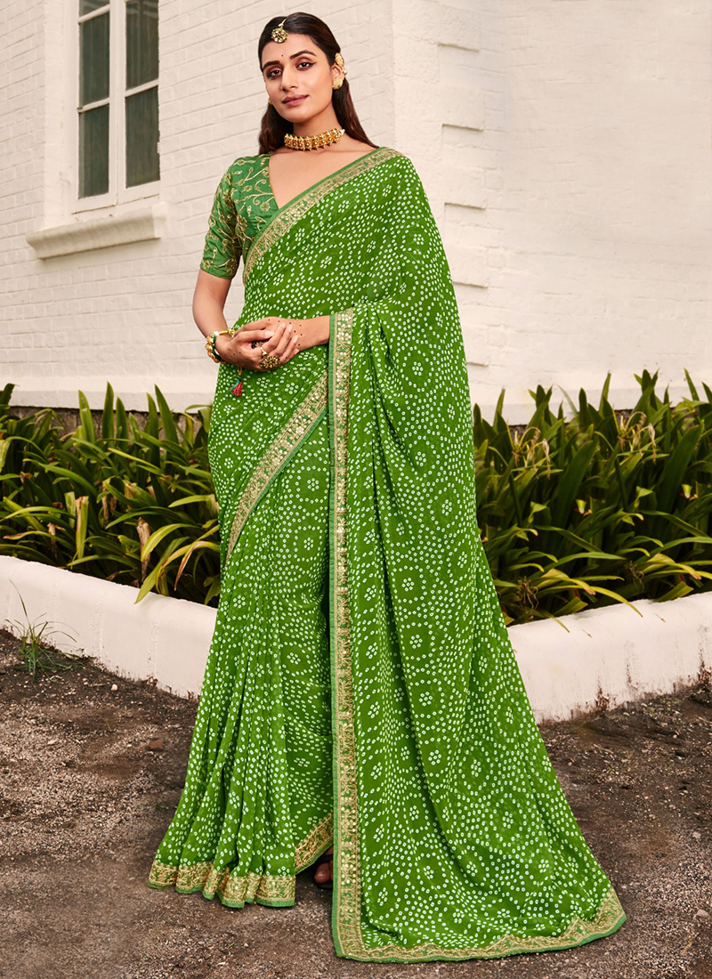 Green Sahira Georgette Chikankari Half Jaal Saree - TheChikanLabel |  Lucknow Chikankari Kurtis & Suits