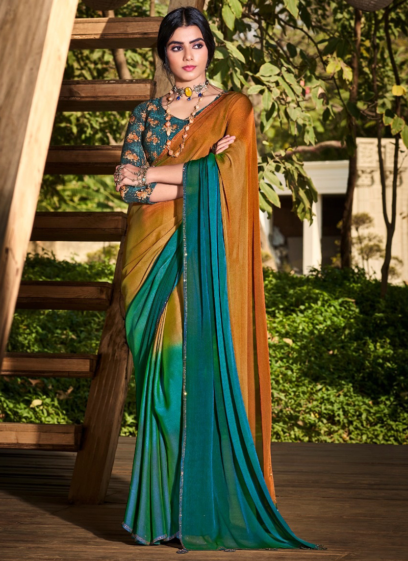 Buy 38/S-2 Size Chiffon Sleeveless Plus Size Sarees Online for Women in USA