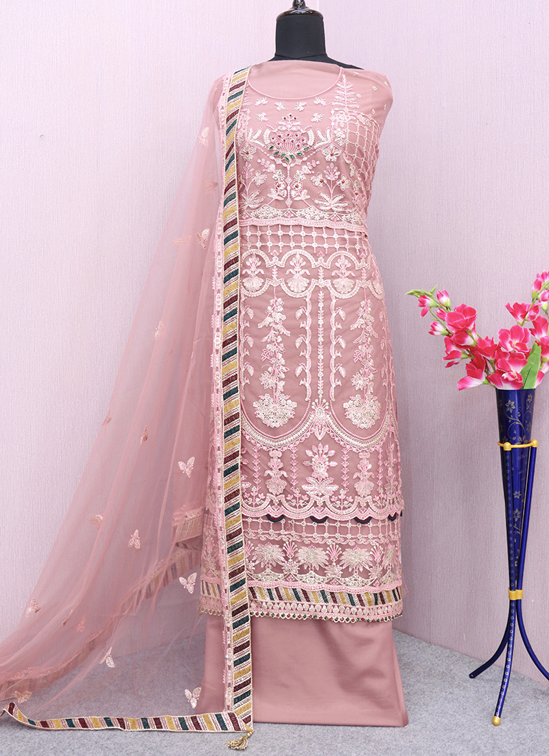 Buy Wedding Wear Onion Embroidery Work Net Pakistani Suit Online From Surat  Wholesale Shop.