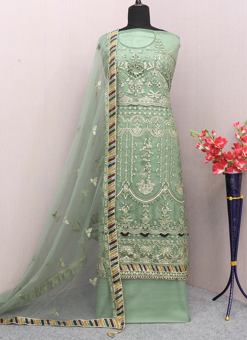 Pista Color Salwar Suit in Viscous With Sequence Embroidery and Mirror Work  in USA, UK, Malaysia, South Africa, Dubai, Singapore
