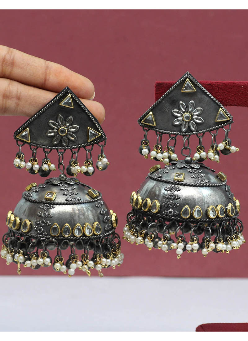 Oxidized Silver Plated Handmade Light Weiht Long Jhumka Jhumki - Etsy |  Oxidised silver jewelry, Silver jewelry fashion, Fancy jewellery
