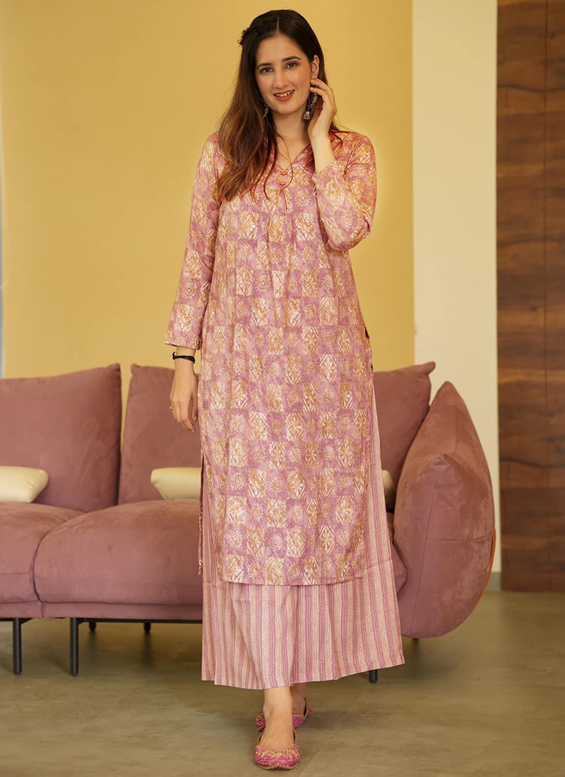 Buy Rayon Digital Print Kurta Straight Pant Set With Collar Neck And Three  Quarter Sleeve After Six Wear Online at Best Price | Cbazaar
