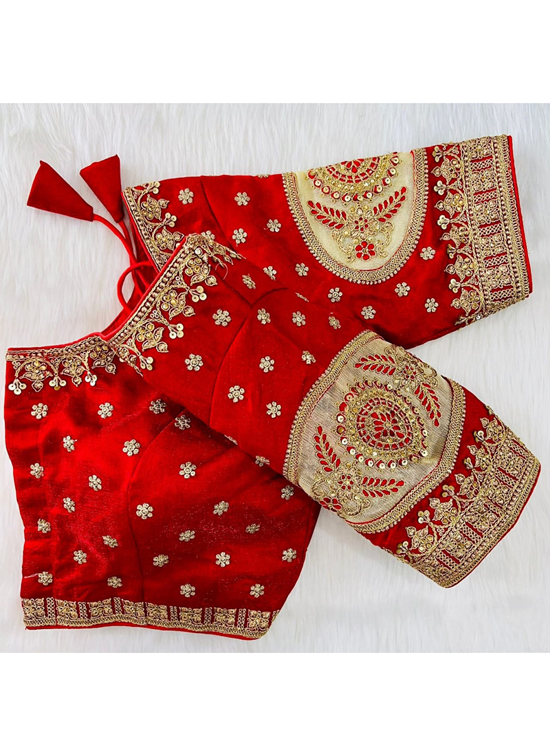 Women's Red Phantom Silk Readymade Blouse