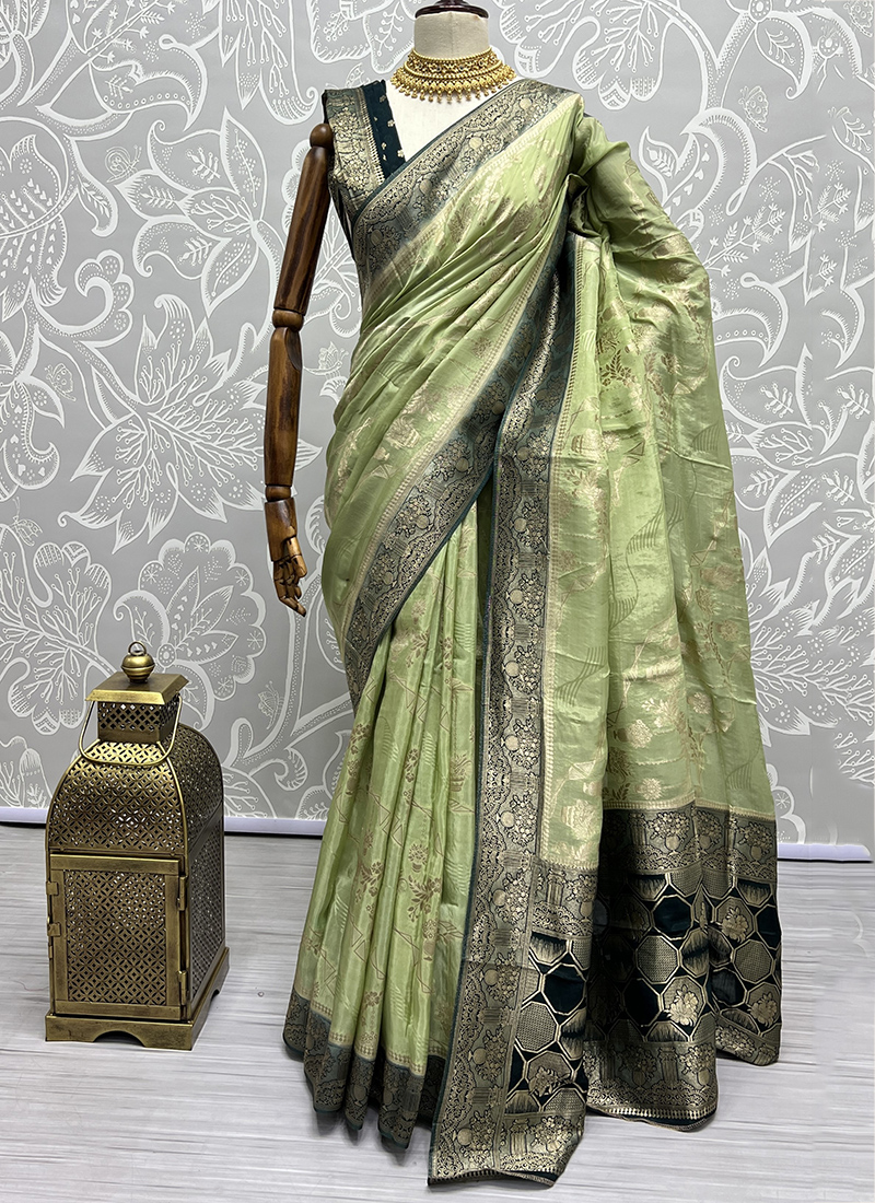 Buy Anjaneya Sarees Peach Paper Silk Designer Saree With Blouse Online at  Low Prices in India - Paytmmall.com