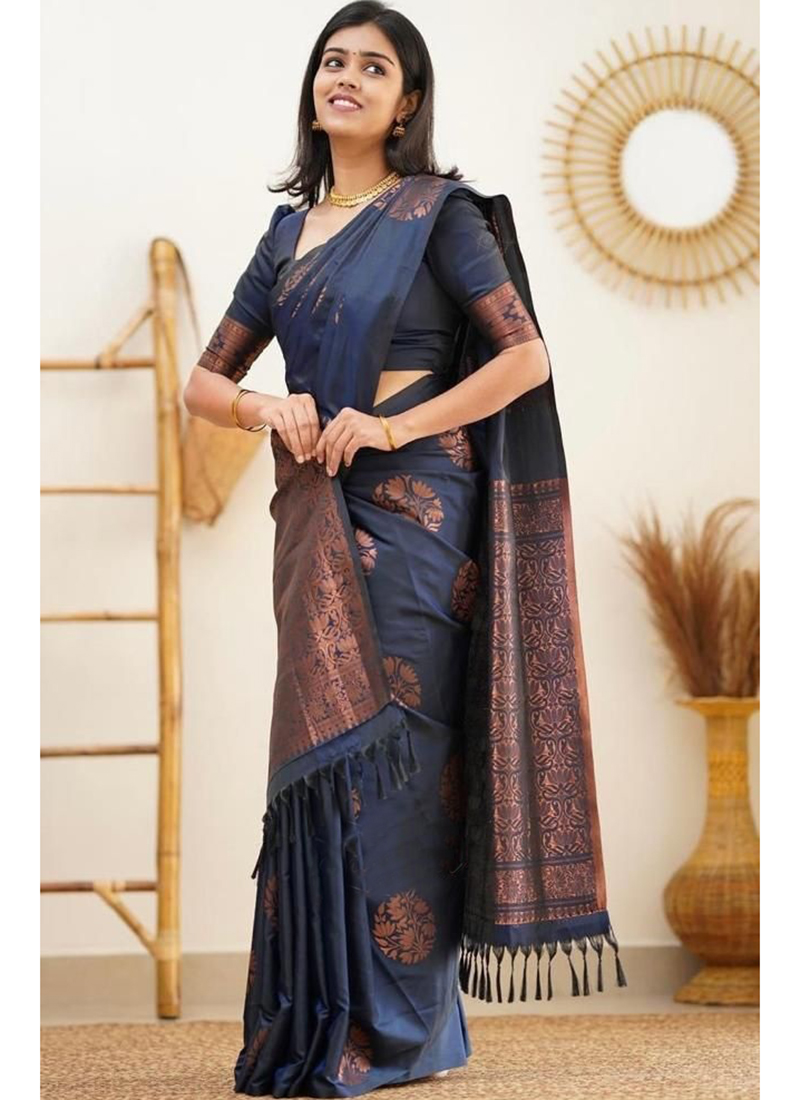 Navy blue cotton clearance sarees