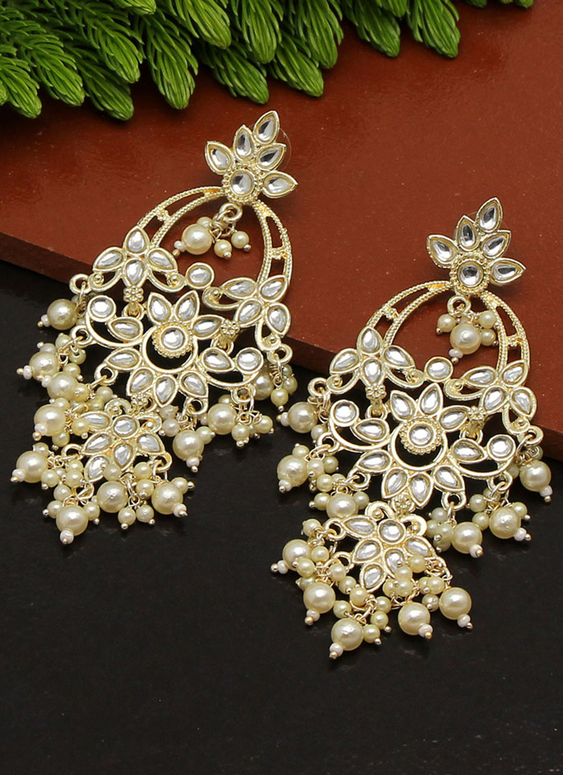 Lightweight Kundan Earrings - Wine | FashionCrab.com