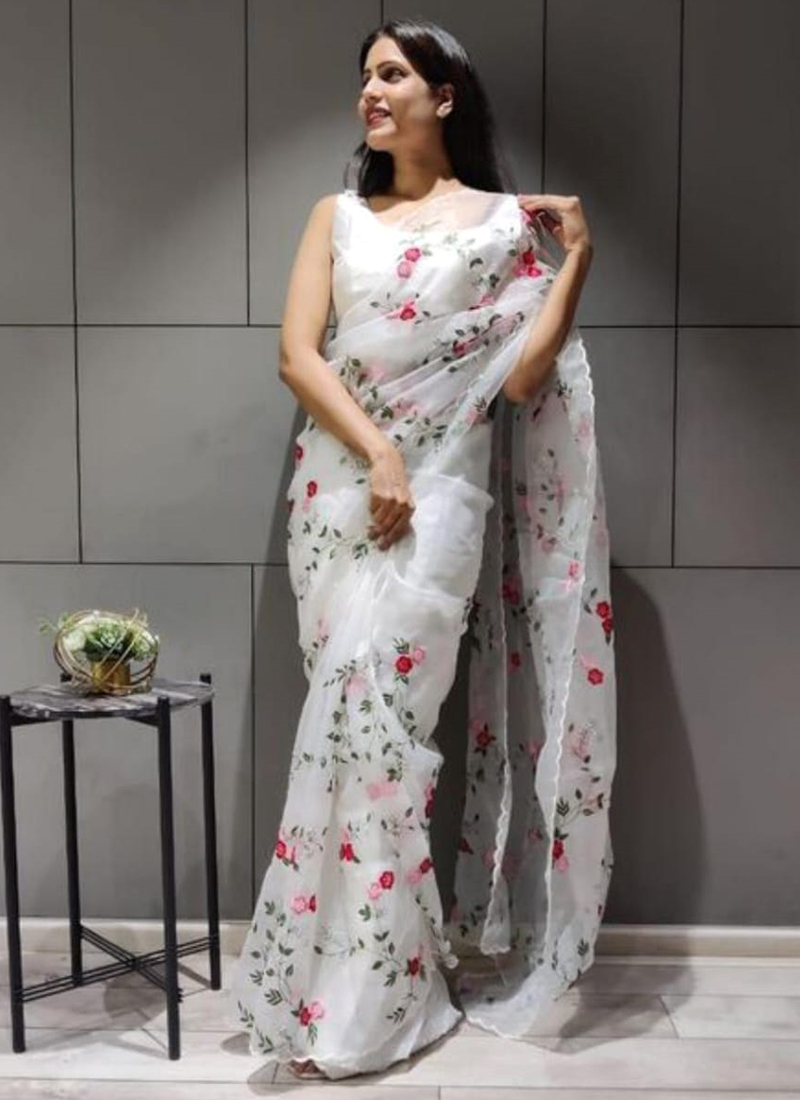 Embroidery Organza Pattu Sarees Online Embroidered Organza