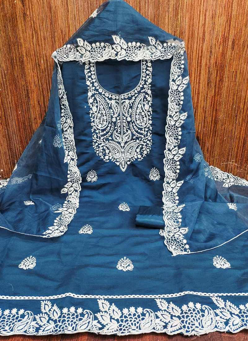 Buy Morpeach Pv Chanderi Cotton Thread Work Traditional Wear Dress Material  Online From Surat Wholesale Shop.