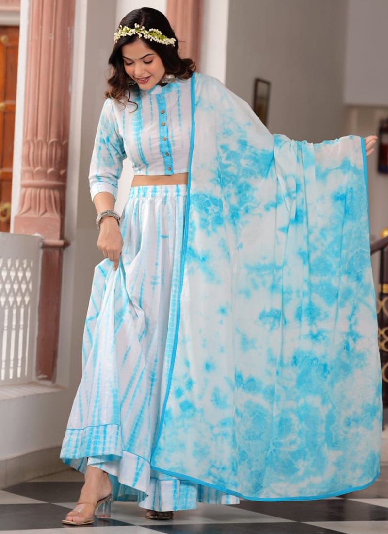 Buy Sky Blue Cotton Printed Festival Wear Ready To Wear Lehenga Choli Online From Surat Wholesale Shop. Buy Sky Blue Cotton Printed Festival Wear Ready To Wear Lehenga Choli Online From Surat Wholesale Shop.