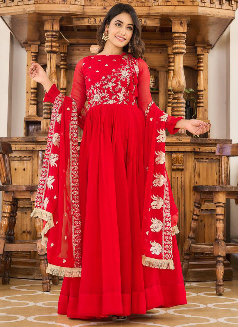open lace back dress Ivory & Red Parsi Gara Crepe Silk Dupatta – Dress365days