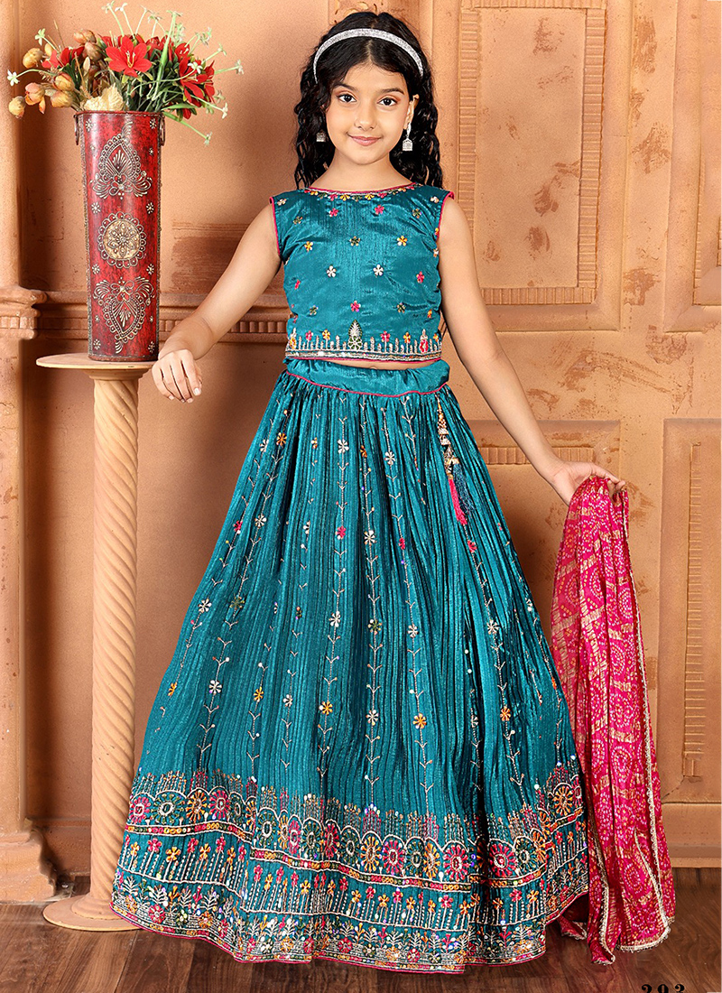lehenga dress Nesavu Lacha Girls Beige Kora Silk Cotton Choli Peacock Embroidery Dupatta The Nesavu Introducing an exquisite lehenga in a mesmerizing rose gold shade Pink Rose Lehenga 16 /
