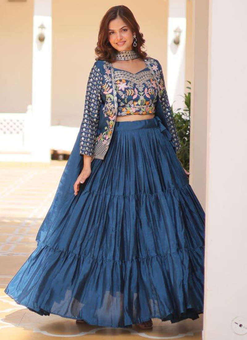strapless open back dress Red Party Wear Flared Lehenga Choli