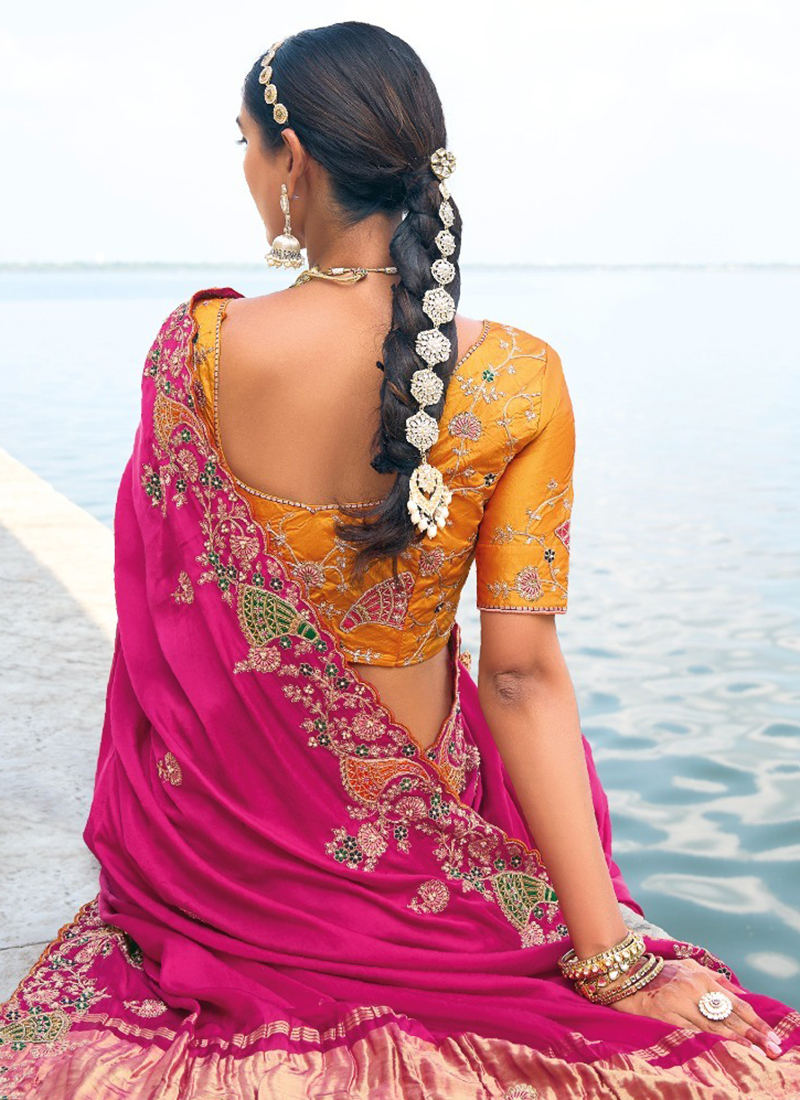 Buy Rani Pure Silk Thread Work Wedding Wear Saree Online From Surat ...