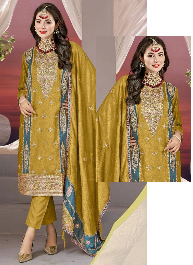 Black Digital Printed Chinnon Pakistani Style Suit main image 1
